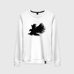 Свитшот хлопковый женский Орел из дыма, цвет: белый