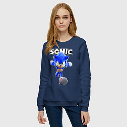 Свитшот хлопковый женский Sonic the Hedgehog 2022, цвет: тёмно-синий — фото 2