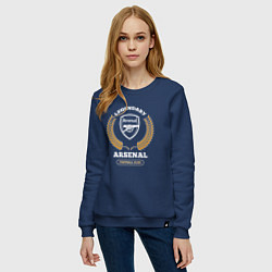 Свитшот хлопковый женский Лого Arsenal и надпись Legendary Football Club, цвет: тёмно-синий — фото 2