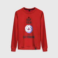 Свитшот хлопковый женский Keep calm and eat ponchik, цвет: красный