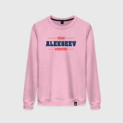 Свитшот хлопковый женский Team Alekseev Forever фамилия на латинице, цвет: светло-розовый
