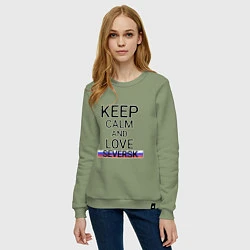 Свитшот хлопковый женский Keep calm Seversk Северск, цвет: авокадо — фото 2