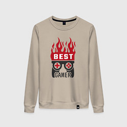 Свитшот хлопковый женский Best Gamer Лучший геймер, цвет: миндальный