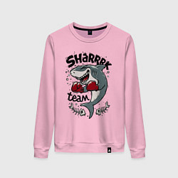 Свитшот хлопковый женский Shark boxing team, цвет: светло-розовый