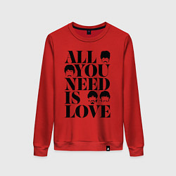Свитшот хлопковый женский ALL YOU NEED IS LOVE THE BEATLES, цвет: красный