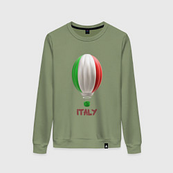 Свитшот хлопковый женский 3d aerostat Italy flag, цвет: авокадо