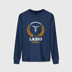 Свитшот хлопковый женский Лого Lazio и надпись Legendary Football Club, цвет: тёмно-синий