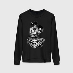 Свитшот хлопковый женский Bruce Lee - Vinyl Dj, цвет: черный