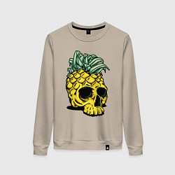 Свитшот хлопковый женский Череп-ананас Лето, цвет: миндальный