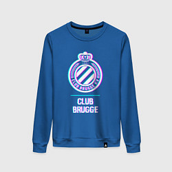 Свитшот хлопковый женский Club Brugge FC в стиле Glitch, цвет: синий