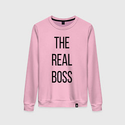Свитшот хлопковый женский The real boss!, цвет: светло-розовый