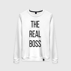 Свитшот хлопковый женский The real boss!, цвет: белый