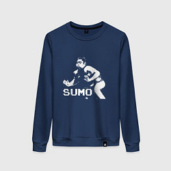 Свитшот хлопковый женский Sumo pixel art, цвет: тёмно-синий