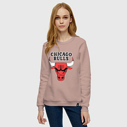 Свитшот хлопковый женский Chicago Bulls, цвет: пыльно-розовый — фото 2