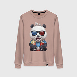 Женский свитшот Прикольный панда с попкорном и колой