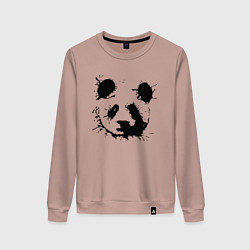 Свитшот хлопковый женский Прикольный панда - клякса, цвет: пыльно-розовый