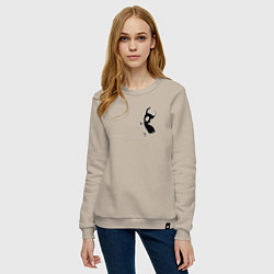 Свитшот хлопковый женский Hollow Knight на краю, цвет: миндальный — фото 2