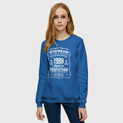 Свитшот хлопковый женский Винтаж 1988 года, выдержанный до совершенства, цвет: синий — фото 2