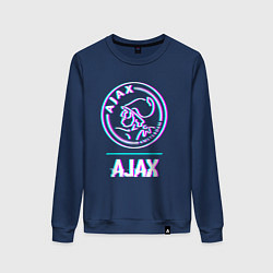 Свитшот хлопковый женский Ajax FC в стиле glitch, цвет: тёмно-синий