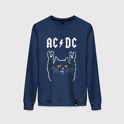 Свитшот хлопковый женский AC DC rock cat, цвет: тёмно-синий