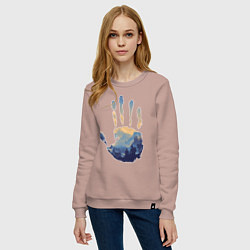 Свитшот хлопковый женский Отпечаток ладони Кратоса, цвет: пыльно-розовый — фото 2