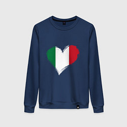 Свитшот хлопковый женский Сердце - Италия, цвет: тёмно-синий