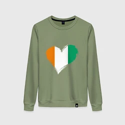 Свитшот хлопковый женский Сердце - Ирландия, цвет: авокадо