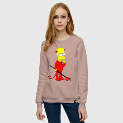 Свитшот хлопковый женский Bart Simpson - devil, цвет: пыльно-розовый — фото 2