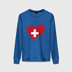 Свитшот хлопковый женский Сердце - Швейцария, цвет: синий