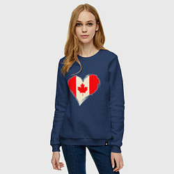 Свитшот хлопковый женский Сердце - Канада, цвет: тёмно-синий — фото 2