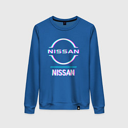 Женский свитшот Значок Nissan в стиле glitch