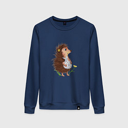 Свитшот хлопковый женский Ёжик с узелком, цвет: тёмно-синий