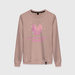 Свитшот хлопковый женский Mental health matters - brain, цвет: пыльно-розовый