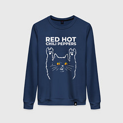 Свитшот хлопковый женский Red Hot Chili Peppers rock cat, цвет: тёмно-синий