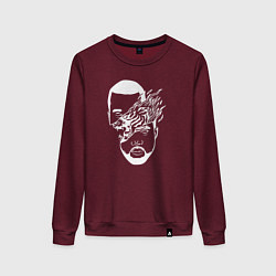 Свитшот хлопковый женский Kanye west тигр, цвет: меланж-бордовый