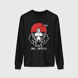 Свитшот хлопковый женский Jiu-Jitsu red sun, цвет: черный