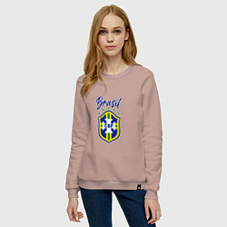 Свитшот хлопковый женский Brasil Football, цвет: пыльно-розовый — фото 2