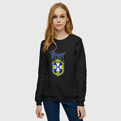 Свитшот хлопковый женский Brasil Football, цвет: черный — фото 2