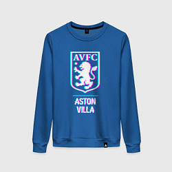 Свитшот хлопковый женский Aston Villa FC в стиле glitch, цвет: синий