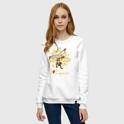 Свитшот хлопковый женский I love Capoeira - fighter, цвет: белый — фото 2