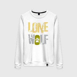 Свитшот хлопковый женский Lone Wolf - одинокий волк, цвет: белый