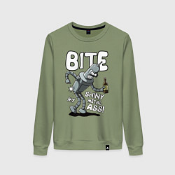 Свитшот хлопковый женский Bender - Bite my ass, цвет: авокадо