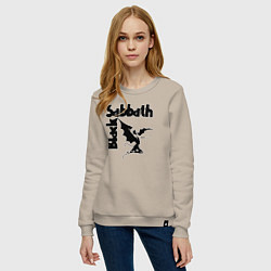 Свитшот хлопковый женский Блэк Саббат метал, цвет: миндальный — фото 2