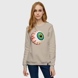 Свитшот хлопковый женский Глаз зомби, цвет: миндальный — фото 2