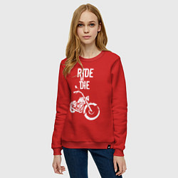 Свитшот хлопковый женский Ride or Die винтаж, цвет: красный — фото 2