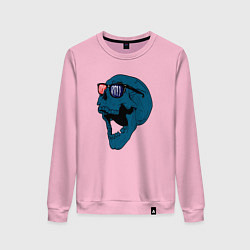 Свитшот хлопковый женский Rock and roll blue skull, цвет: светло-розовый