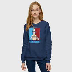Свитшот хлопковый женский Bender Futurama, цвет: тёмно-синий — фото 2