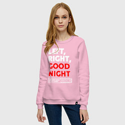 Свитшот хлопковый женский Left righte good night, цвет: светло-розовый — фото 2