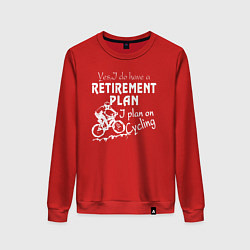 Свитшот хлопковый женский Мой план на пенсию - ездить на велосипеде, цвет: красный