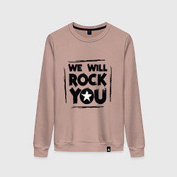 Свитшот хлопковый женский We rock you, цвет: пыльно-розовый